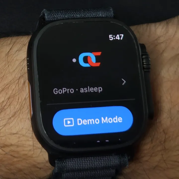 Overcrank on Apple Watch listing a nearby camera as GoPro, asleep