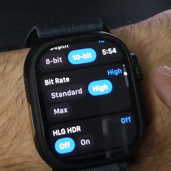 MISSION 1 Pro Bit Depth set to 10-bit on Apple Watch