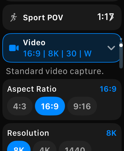 Overcrank camera settings on Apple Watch
